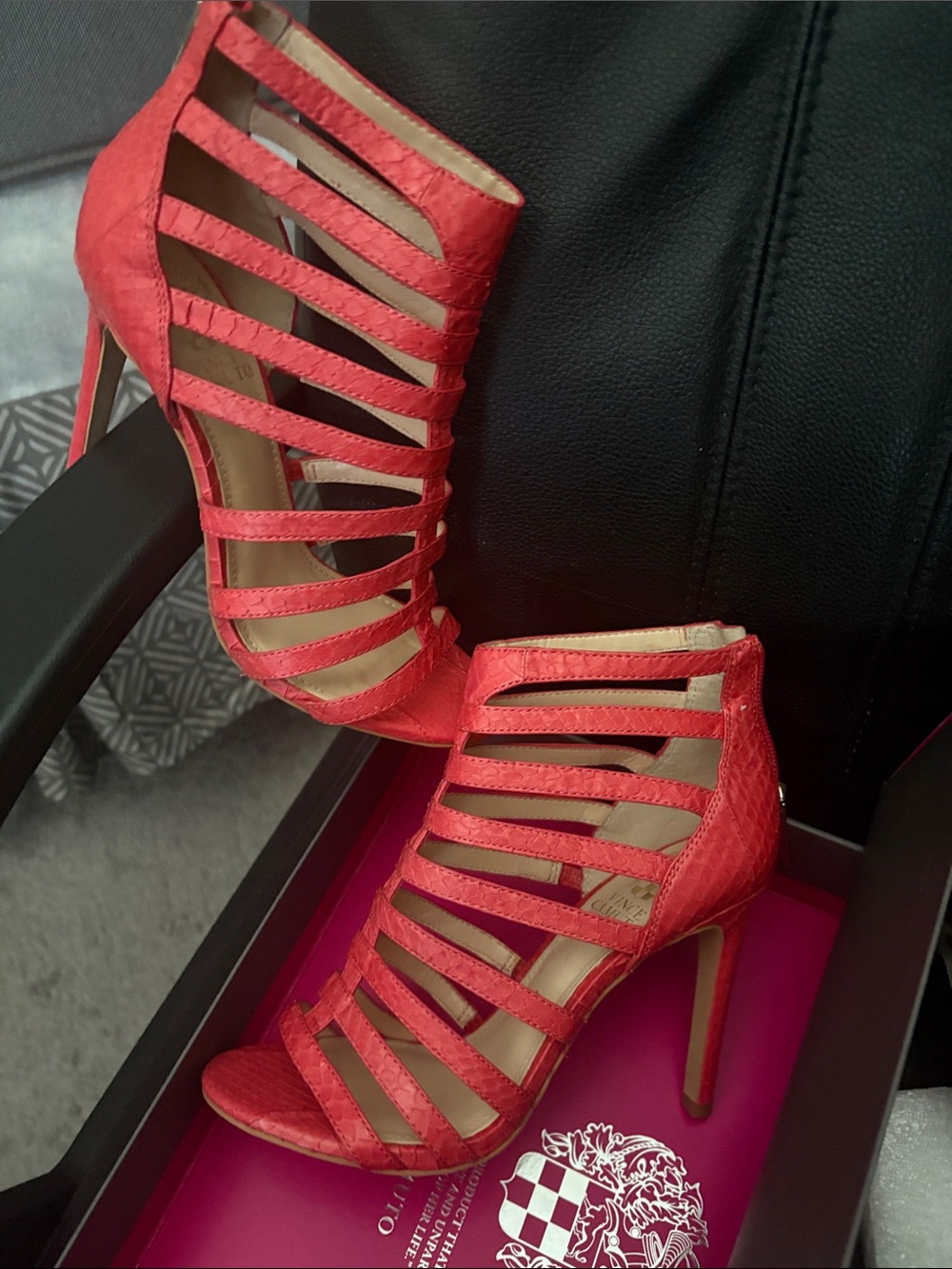 Vince Camuto Red Strappy High-Heel Sandals